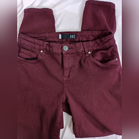 KUT FROM THE KLOTH Designer Burgundy Mauve Merlo Ankle Skinny Jeans (#1,403) - Picture 1 of 5